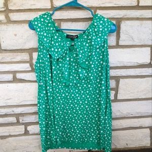 Zena Green and White Polka Dot Sleeveless Shirt